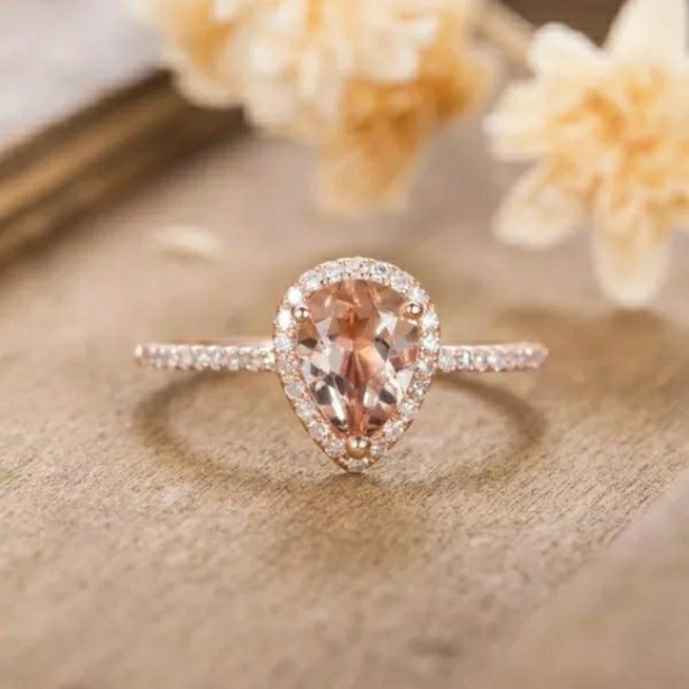 New Rose Gold Plated Luxury Pear Ring